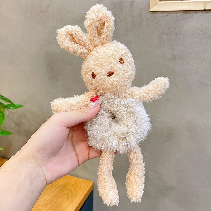 Cartoon Plush Rabbit Hair Ring Simple Hair Rings Fur Round Hair Ring Children's Ball Hair Accessories