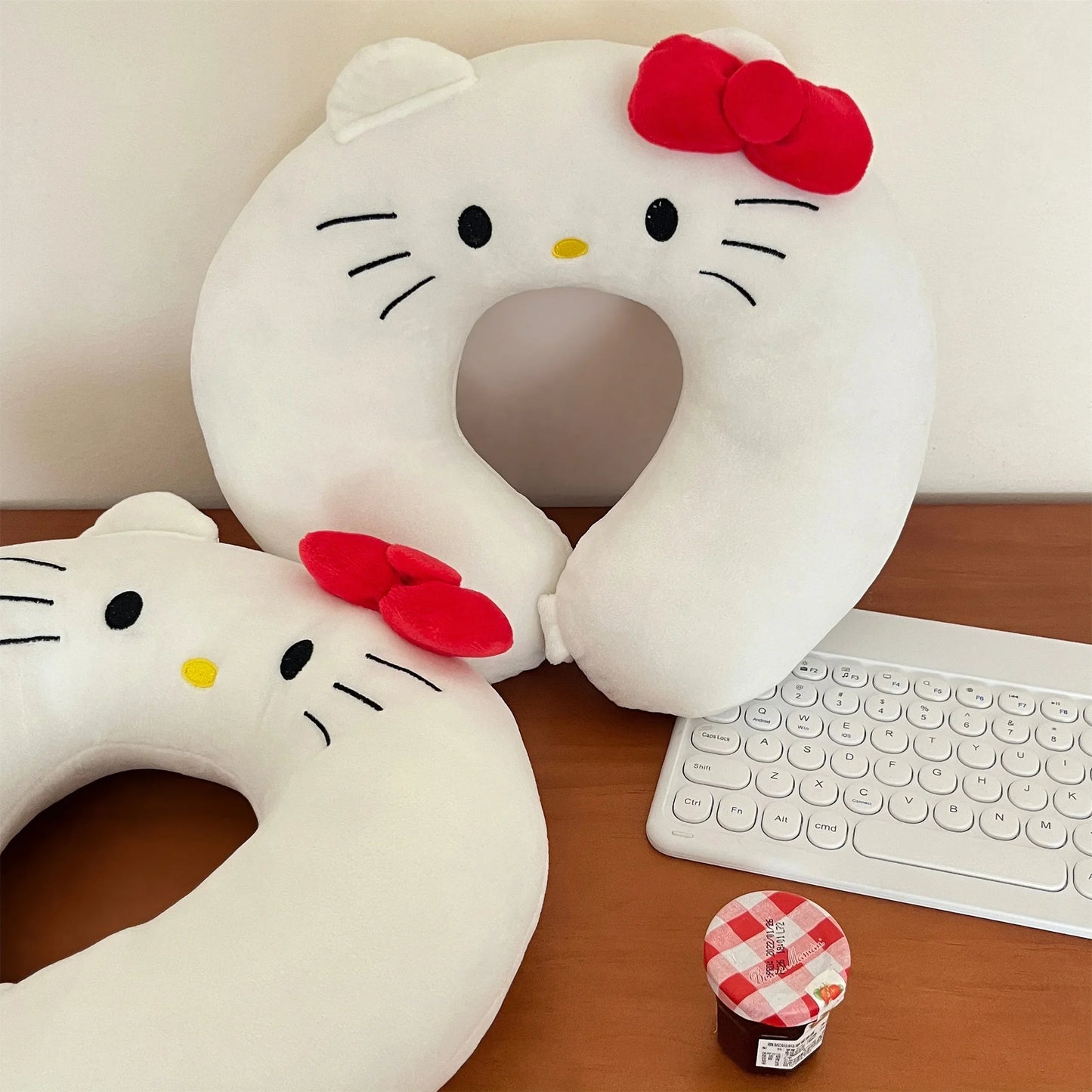 Sanrio Comfortable Hello Kitty U-shaped Neck Pillow Kawaii Stuffed Anime White Cat Travel Nap Pillow Airplane Office Gifts Girl