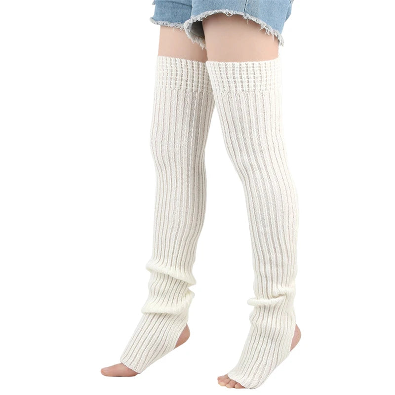 Japanese Vertical Stripe Plush Stockings Autumn Winter Cute Tights Kawaii Lamb Fur Wool Ball Calf Socks Lolita Knee High Socks