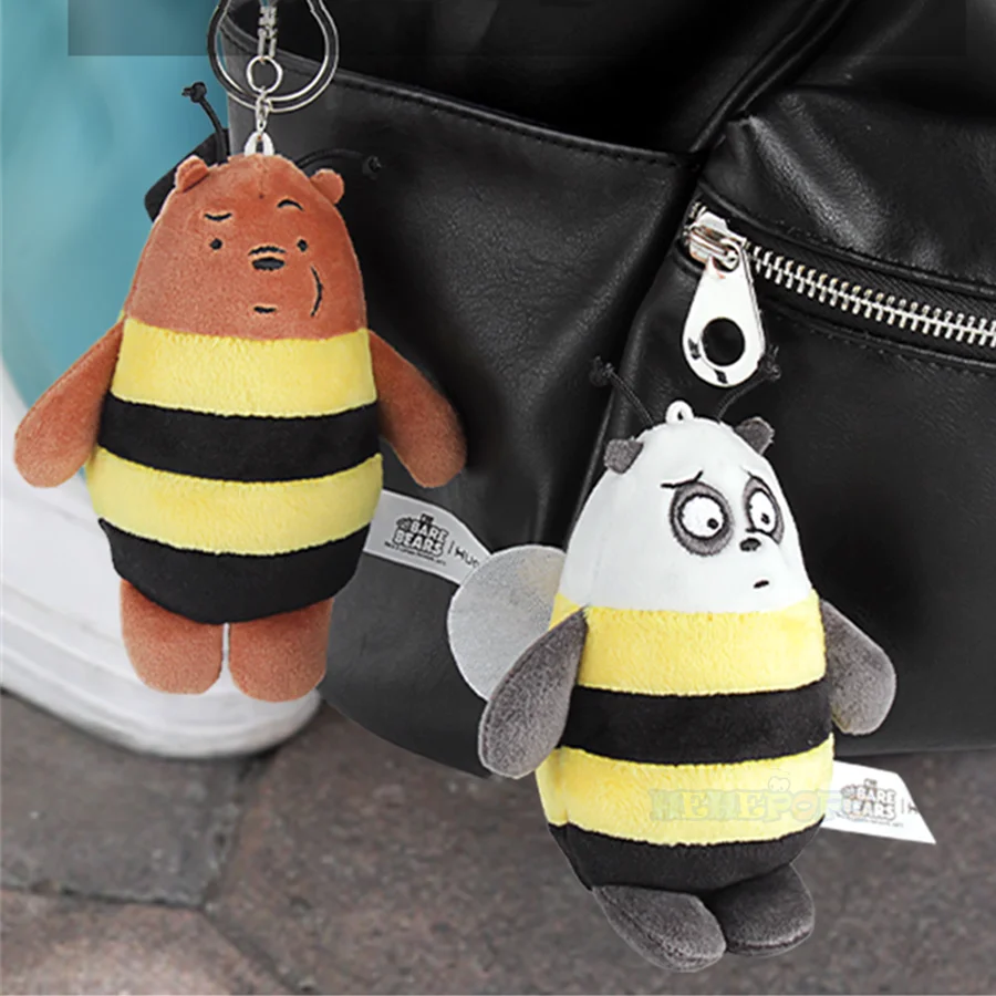 12cm We Bare Bears Anime Plush Keychain Toys Pendant Grizzly Panda Ice Bear Key Ring Stuffed Dolls Plushies Gifts