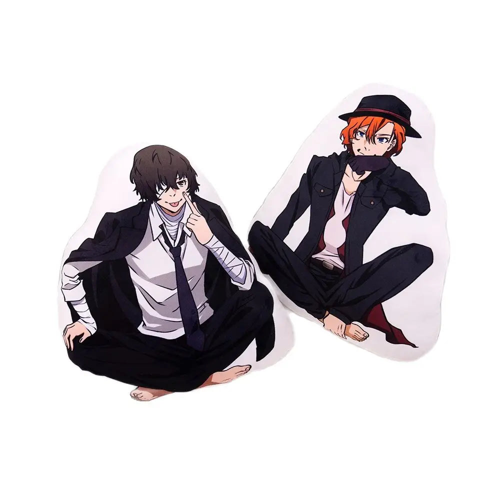 45cm Cute Bungo Stray Dogs Plush Toy Cute Anime Back Cushion Akutagawa Dazai Chuuya Bare Feet Plushies Hug Pillow Birthday Gift