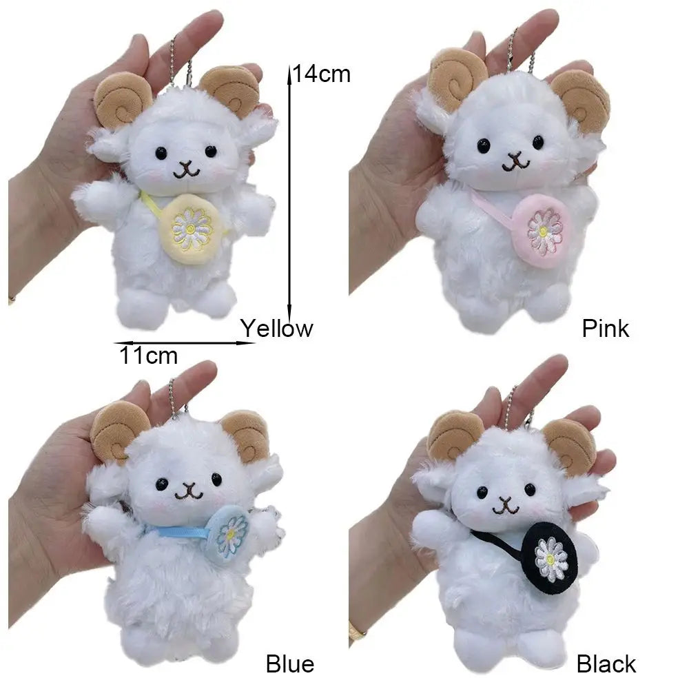 New White Cartoon Sheep Plush Doll Cute Bag Ornament Keychain Pendant Universal Car Decoration Hanging Pendant Universal