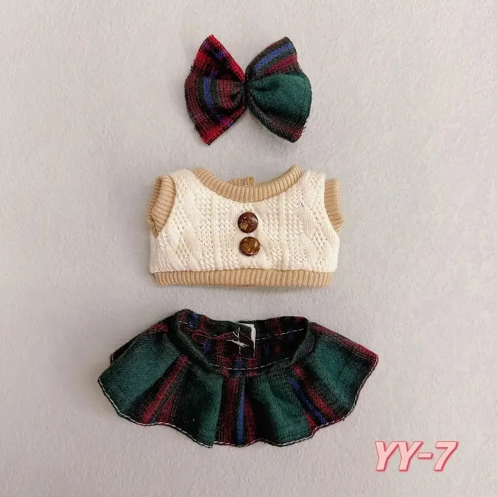 20Cm cotton doll clothes college style suit plush doll rechange cute baby clothes skirt (no doll)