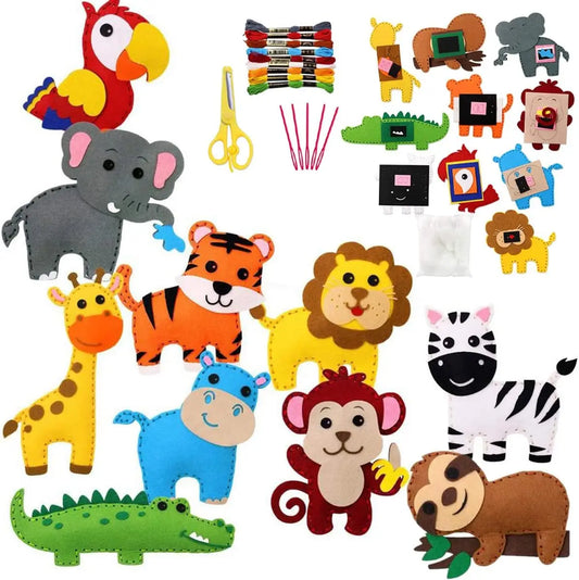 Woodland Animals Craft Kit Forest Creatures DIY Sewing Felt Plush Animals for Kids Beginners Educational Sewing Set Girl Art Toy