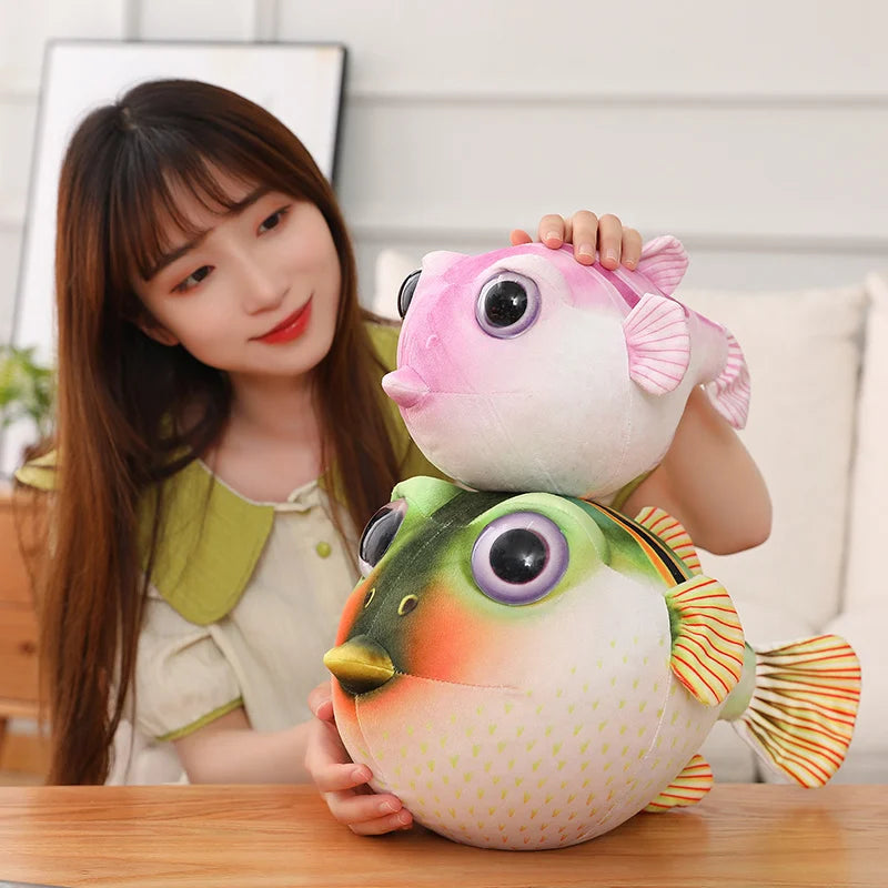 26/33/43CM Lifelike Sea Animals Puffers Stuffed Toys Real Life Pufferfish Plush Toy Soft Aquarium Fish Dolls Gifts