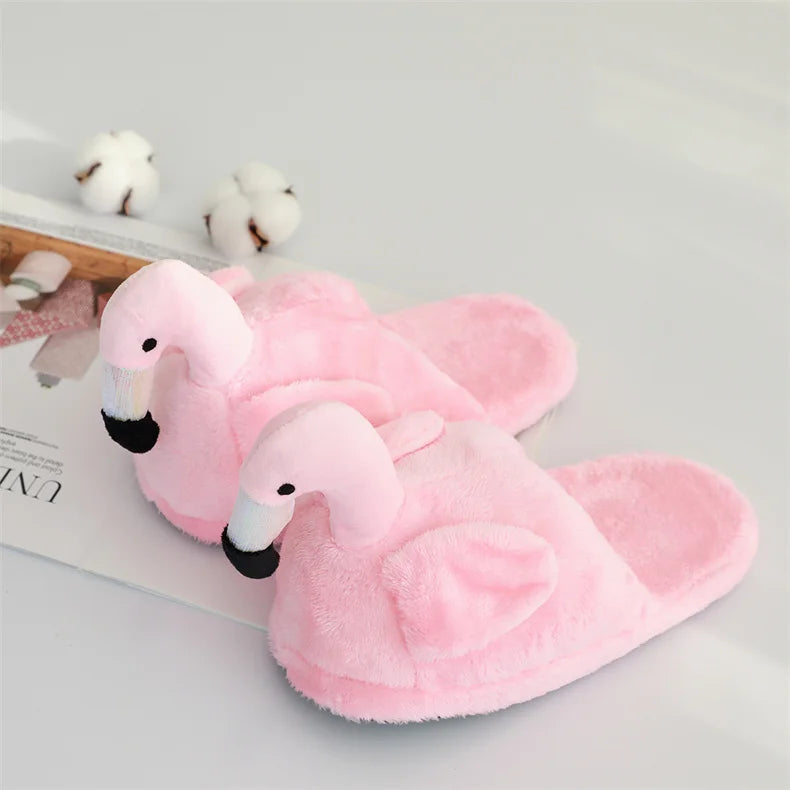 Winter lovely Home Slippers Chausson Shoes Women Flamingo slippers pantuflas unicornio pantoufle femme Warm Cotton Shoes hy24