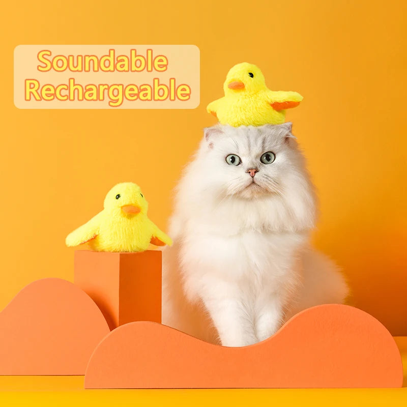 Flapping Duck Cat Toys Interactive Electric Bird Toys Washable Cat Plush Toys with Vibration Sensor Cats Game Toys Kitten