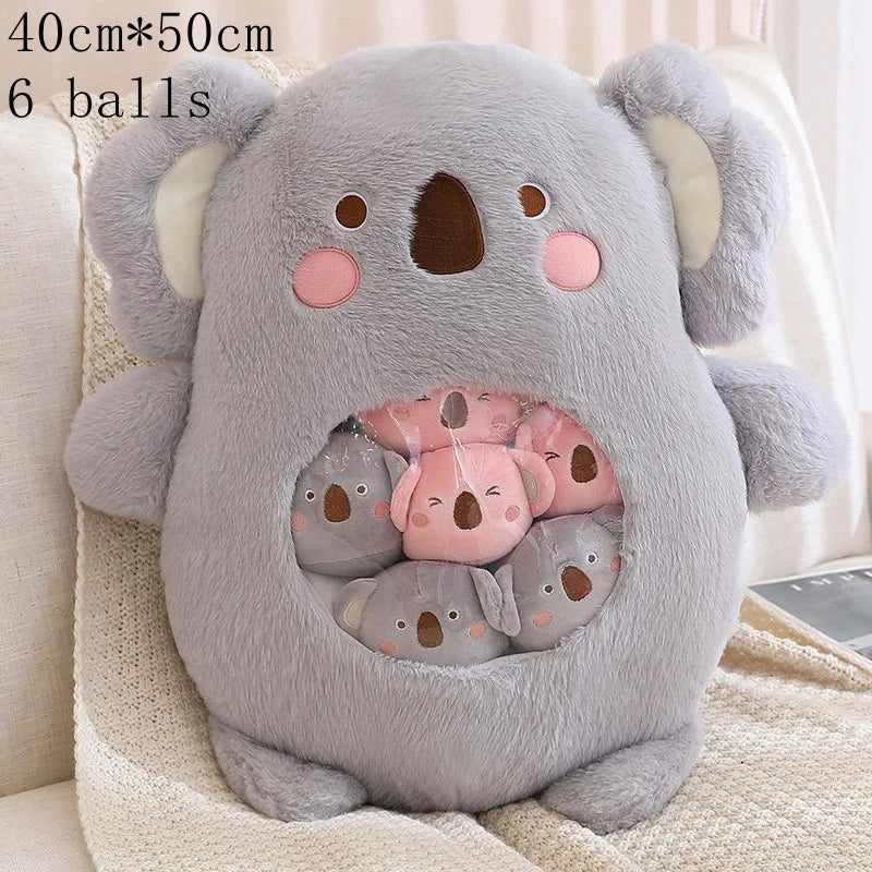 New Plush Pudding Bag Candy Bag Mini Balls Panda Koala Capybara Yellow Bear Dolls Animals Plush Pillow Birthday Gift for Kids