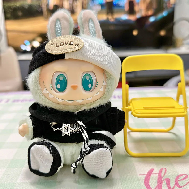 For 17cm Labubu V1 V2 Idol Dolls Clothes Cute Hoodie Mini Doll Sitting Party Outfit Clothing Korea Kpop Exo DIY Gifts