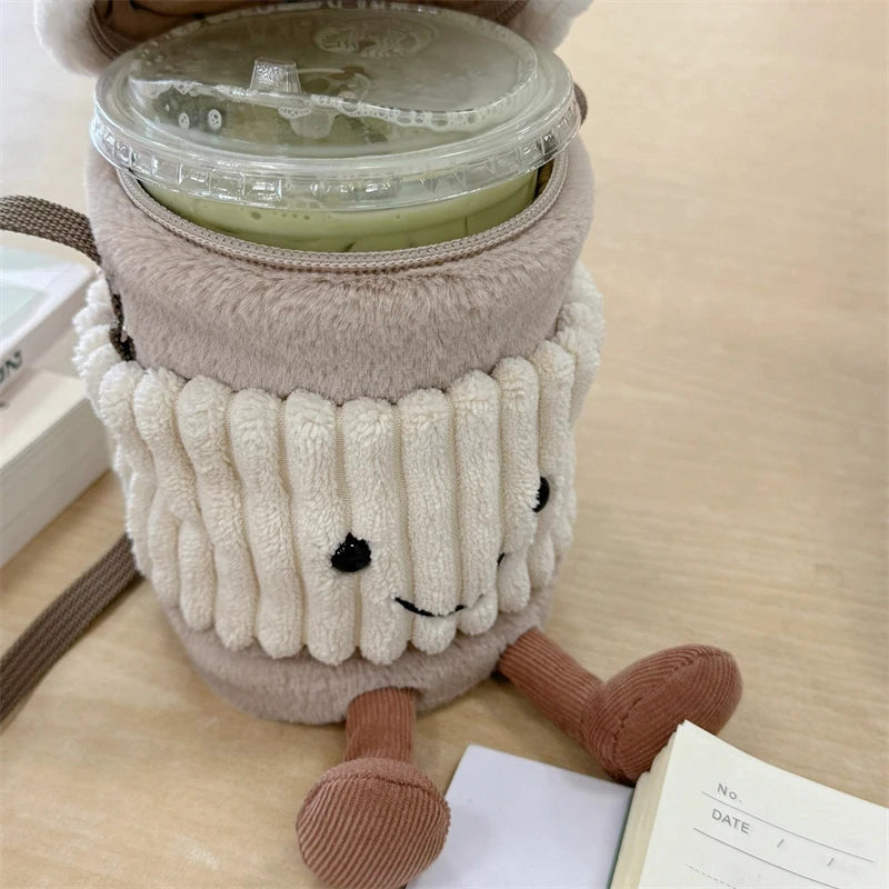 Jellycat Replica Cartoon Coffee Milk Tea Bag Pendant Plush Toy Keychain Dolls Accompanying Cups Crossbody Bags Plush Female Bags