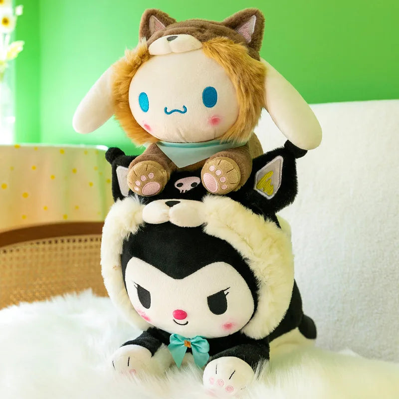 35/45CM Sanrio Plush Toy Mymelody Doll Cross-dressing Kuromi Stuffed Toys Cinnamoroll Soft Toys Plush Dolls Girl's Birthday Gift