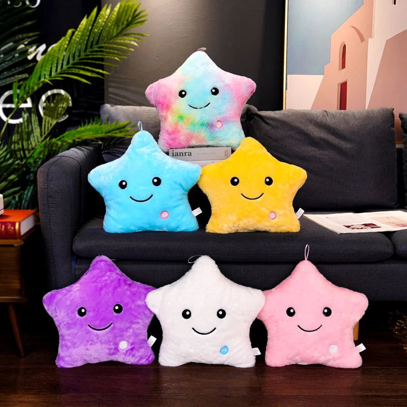 Creative Toy Luminous Pillow Soft Stuffed Plush Glowing Colorful Stars Cushion Led Light Toys Gift For Kids Children Girls