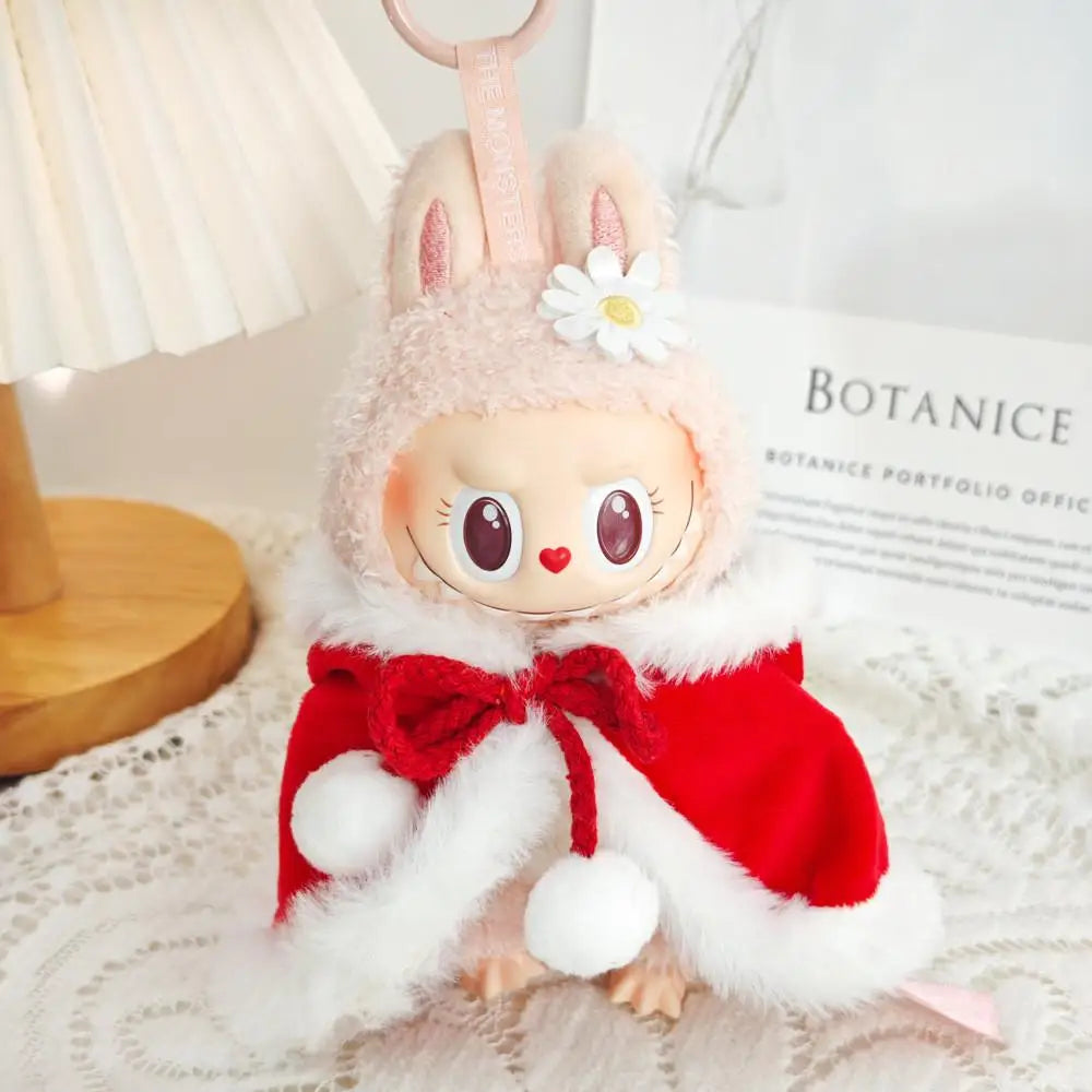 For labubu cloth Baby Clothes Pendant Labubu Christmas Winter Hooded Fawn Cloak Cute Decoration Little Clothes