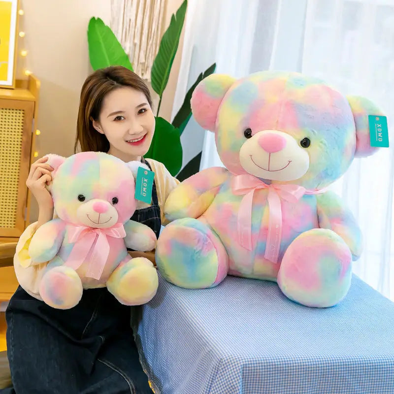 Disney Rainbow Bear Doll Cartoon Anime Cuddly Bear Plush Toys Sleep With The Sitting Models Rag Dolls Children Birthday Gift Toy