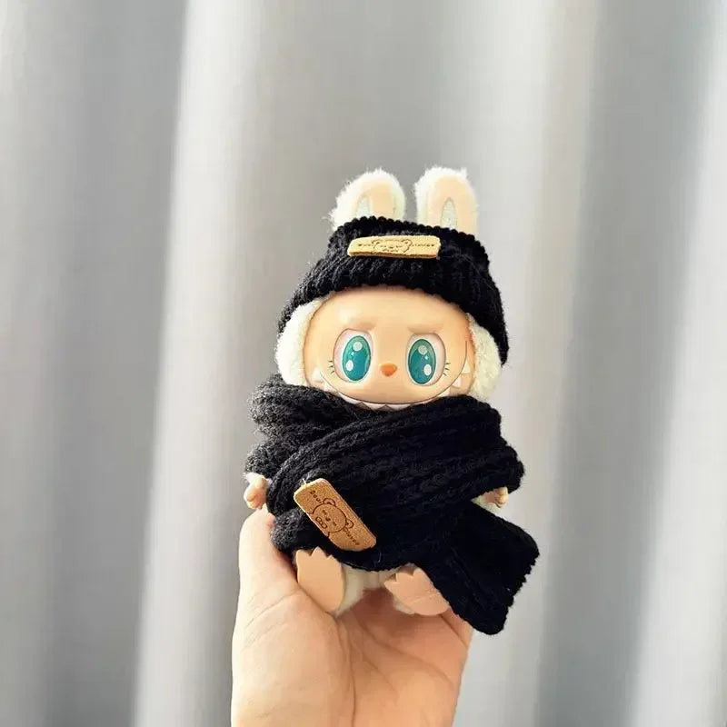 For 15-17 cm Labubu Clothes outfit Labubu Sitting Party Bear Label Scarf Hat Dolls Accessories Cute Decoration