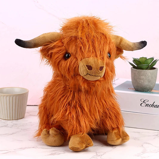 Simulation Highland Cow Plush Animal Doll Soft Stuffed Highland Cow Plush Toy Kawaii Kids Baby Gift Toy Home Room Decor