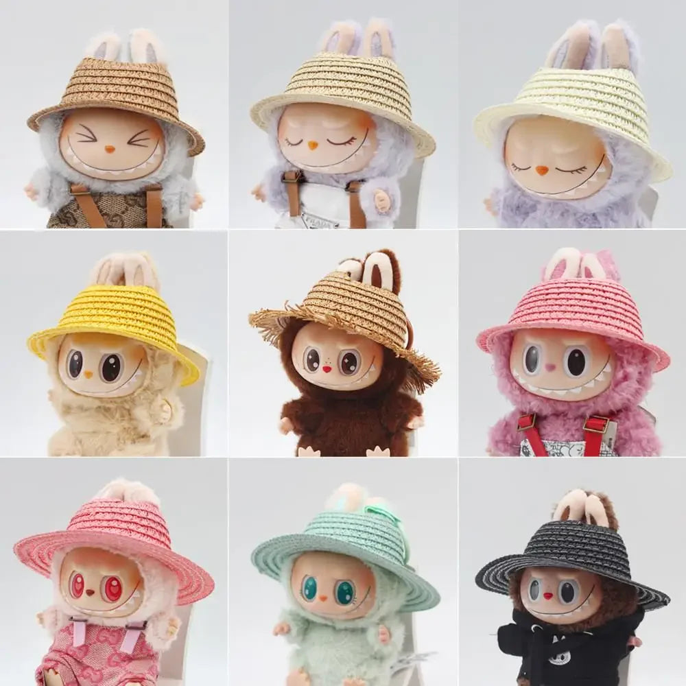 17cm Mini Plush Doll'S Clothes Outfit Accessories For Korea Kpop Exo Labubu Idol empty top straw hat Clothing Gift