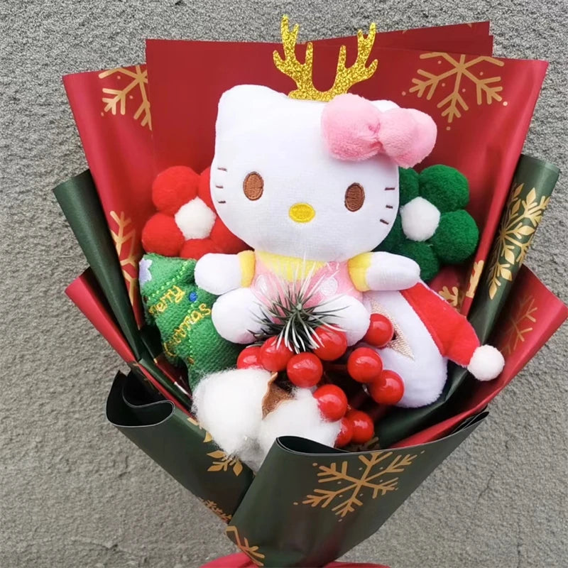 Christmas Hello Kitty Plush Doll Toy With Santa Claus Christmas Tree Bouquet Valentine's Day Birthday Christmas Gift