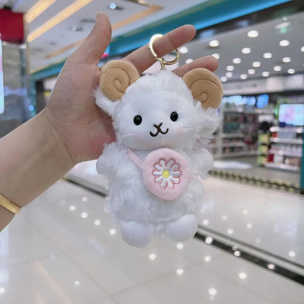 New White Cartoon Sheep Plush Doll Cute Bag Ornament Keychain Pendant Universal Car Decoration Hanging Pendant Universal