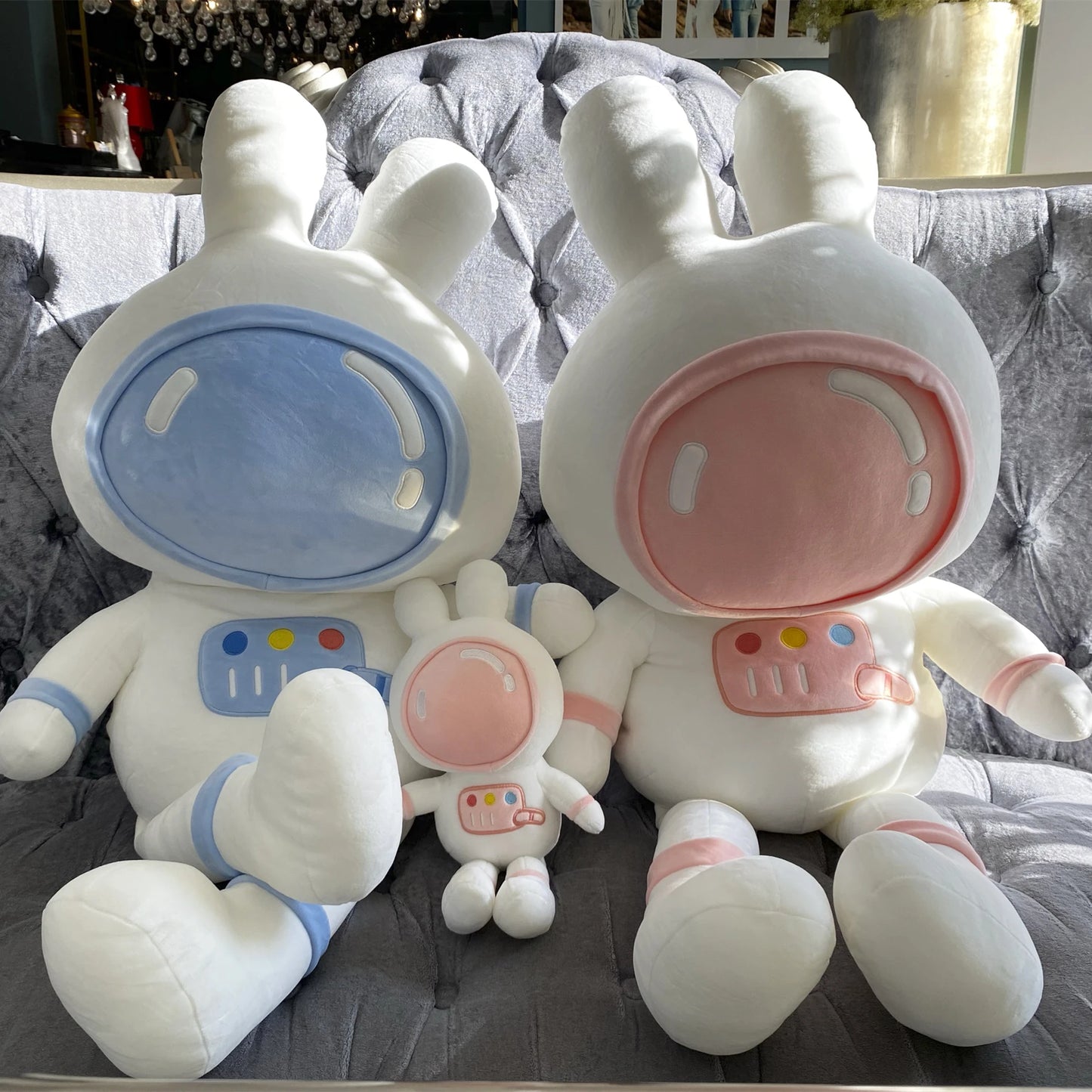 Big Size Creative Bunny Plush Toy Stuffed Animal Throw Pillow Rabbit Plushies in Space Suit Huggable Soft Appease Gifts For Kids