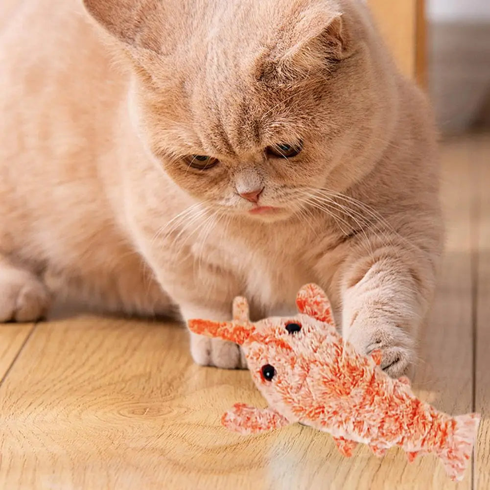 Moving Cat Toys Electric Lobster Rechargeable Simulation Jumping Shrimp Plush Electric Pet Teasing Cat Dogs Toys Pet Supplies