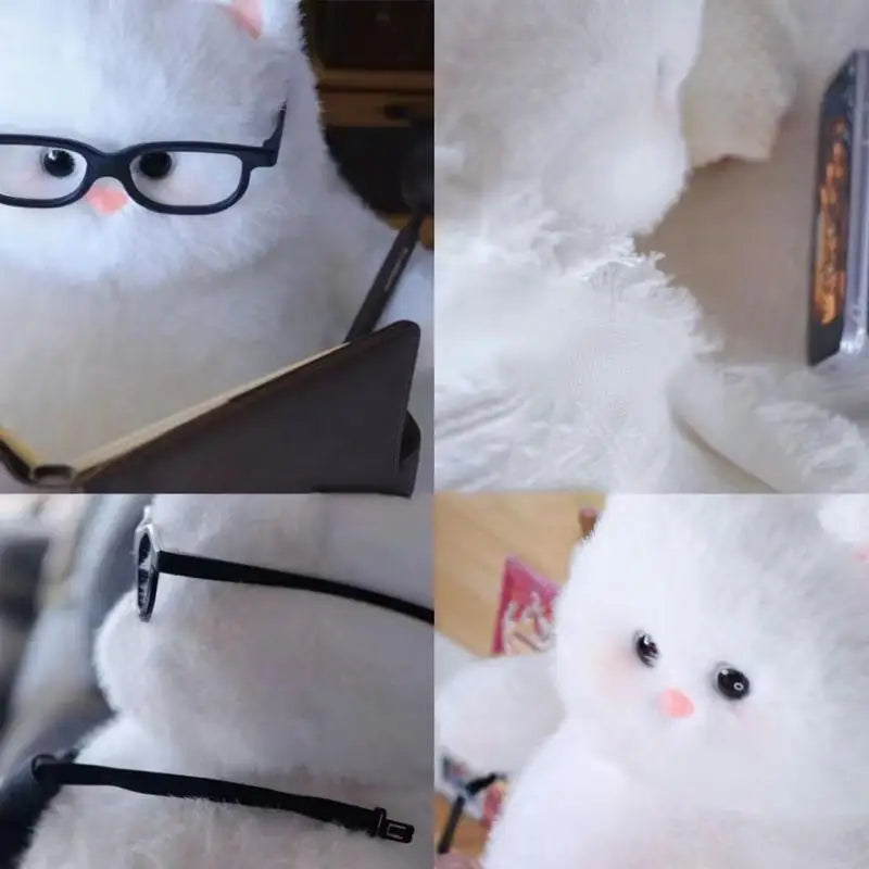 White Cat Stuffed Animal Lovely Realistic Soft Hugging Kitten Handmade Soft Plush Animals Rag Doll For Children's Sleeping