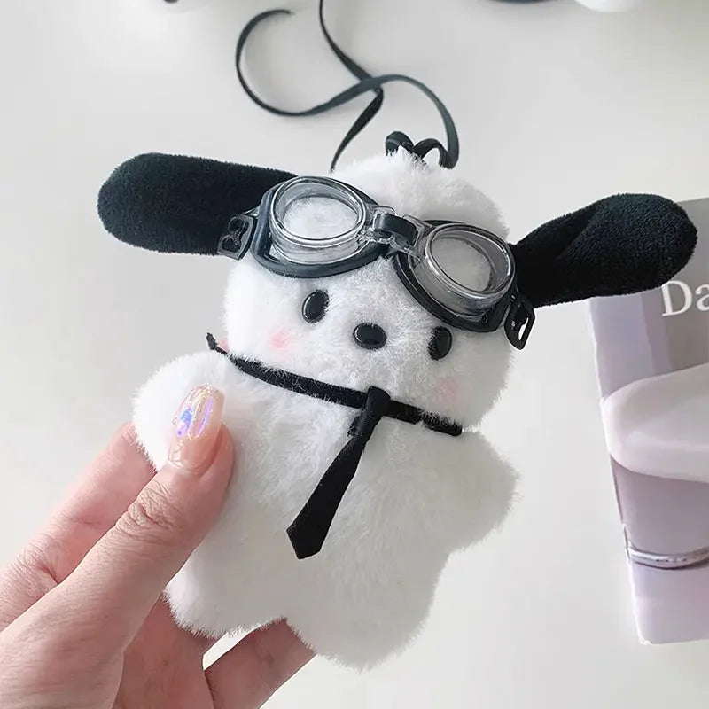 Plush Pochacco doll Anime cartoon Bag Pendant Car Keychain Accessories Kawaii Sanrio Keychain Bow Blush Pochacco Toy Gift for ch