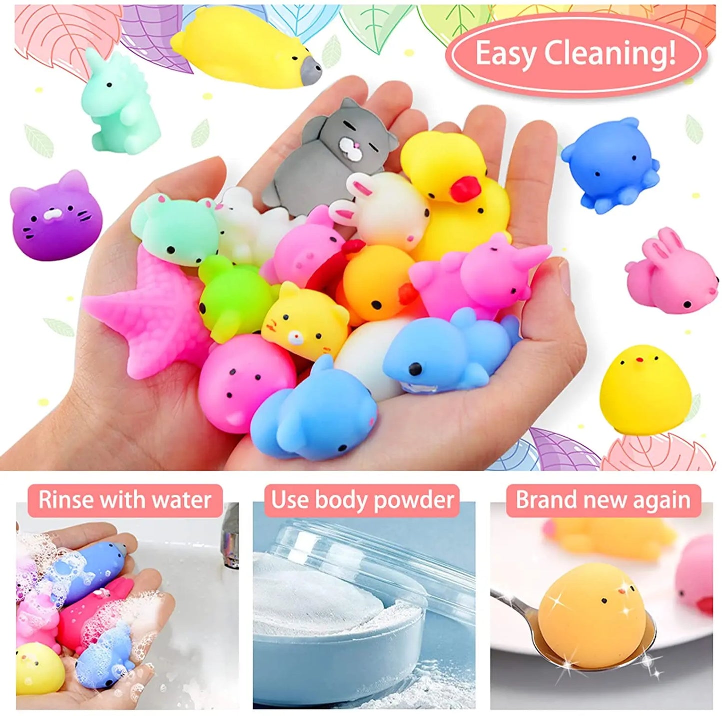 10pcs Random Mini Squishy Mochi Toy - Kawaii Animal Stress Toy