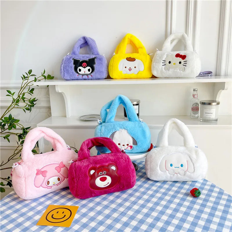 Sanrio Oumei Leti Strawberry Bear Kuromi Plush Bag Cute Shoulder Bag Cross Body Bag Birthday Gift Girl Wholesale Special Offer