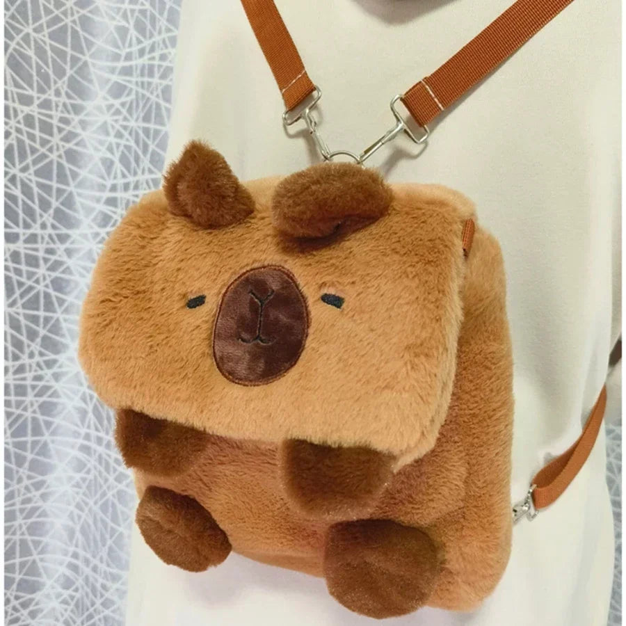 Strawberry Hat Capybara Plush Toy Simulation Turtle Backpack Capibara Stuffed Animals Papa Hand Circle Ring Small size Pendant