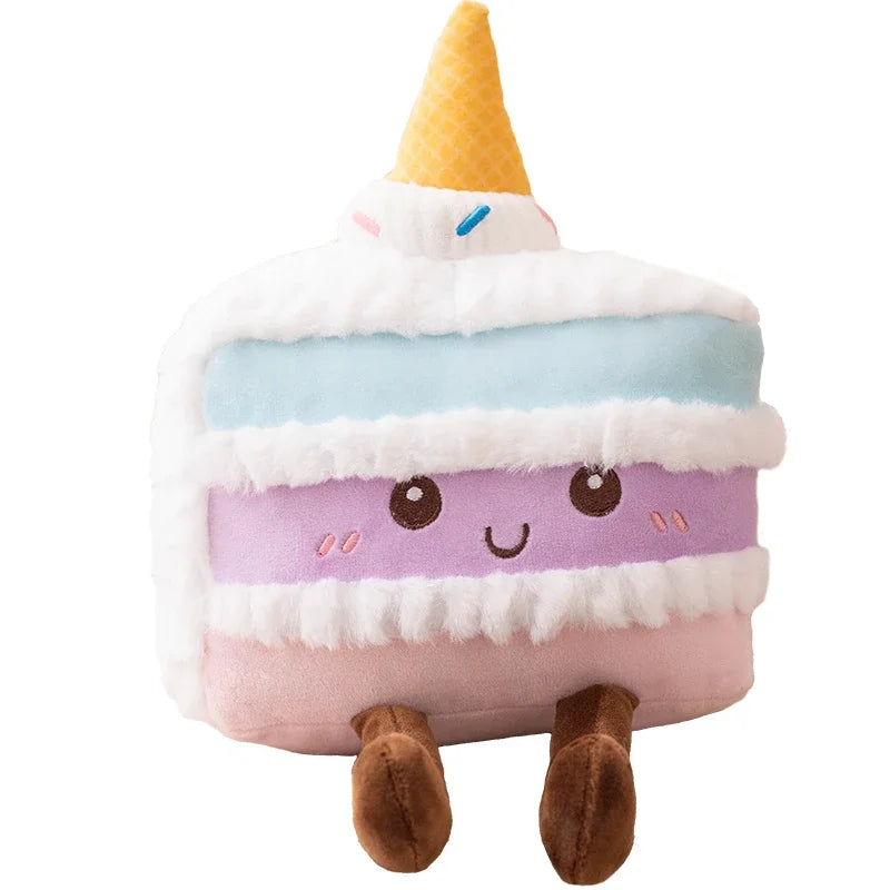 Cartoon Cake Plush Strawberry Fruit Muffin Shape Plush Toys Stuffed Cute Ice Cream Snack Decoration Birthday Party Gift for Kids