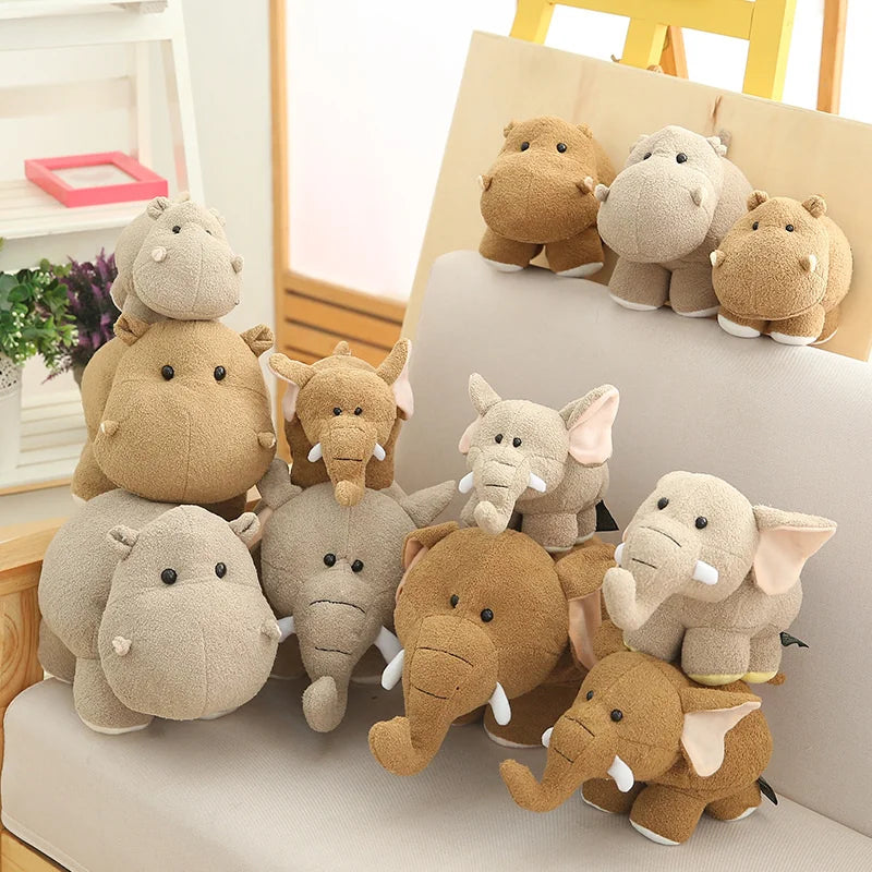 Plush Hippo Simulation Cute Big Ear Elephant Doll Toy for Children Lifelike Stuffed Animal Home Desk Decor Birthday Gift for Boy