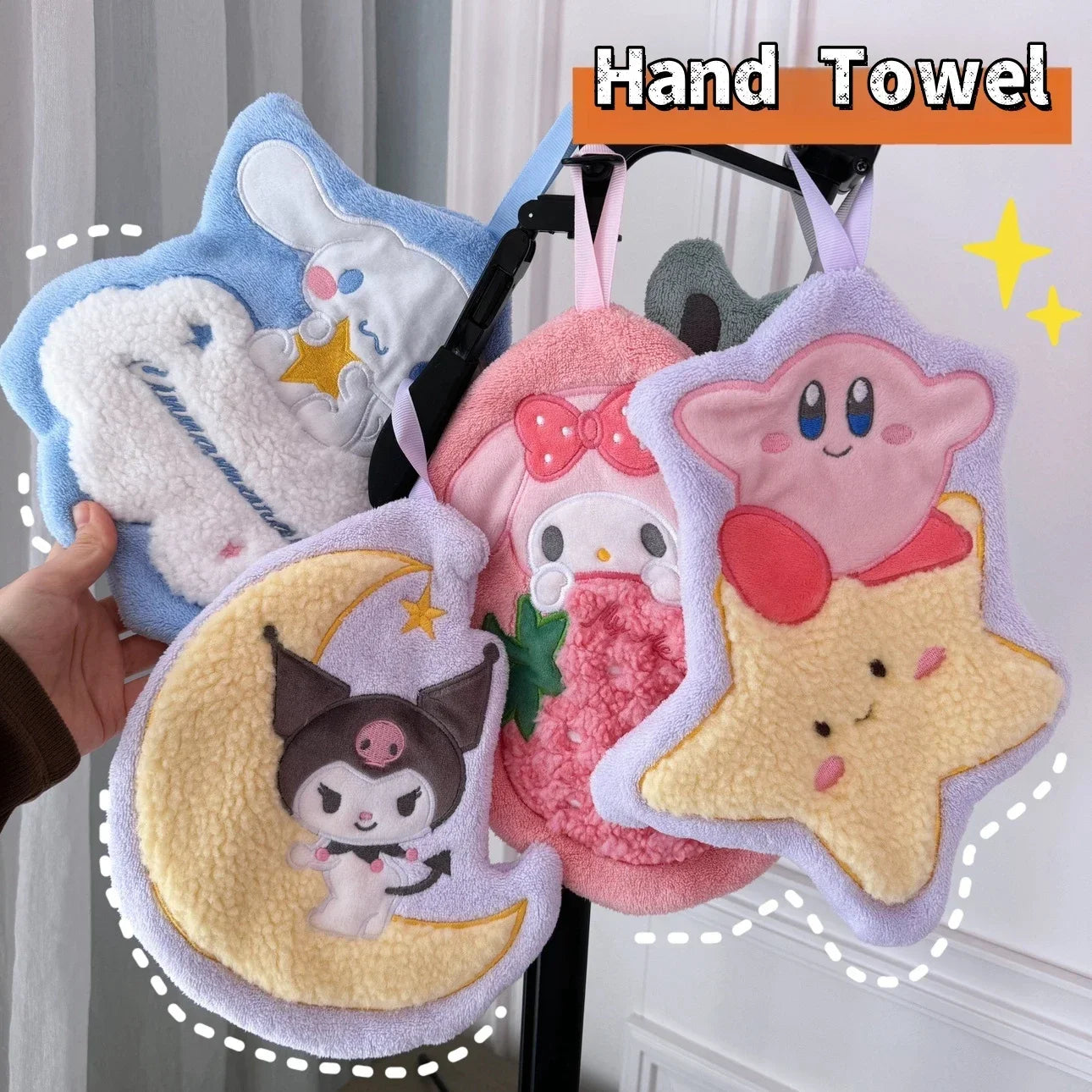 Sanrio Cartoon Hand Towel My Melody Kuromi Cinnamoroll Towels Double-thickness Absorbent Bathroom Cleaning Dishcloths Girl