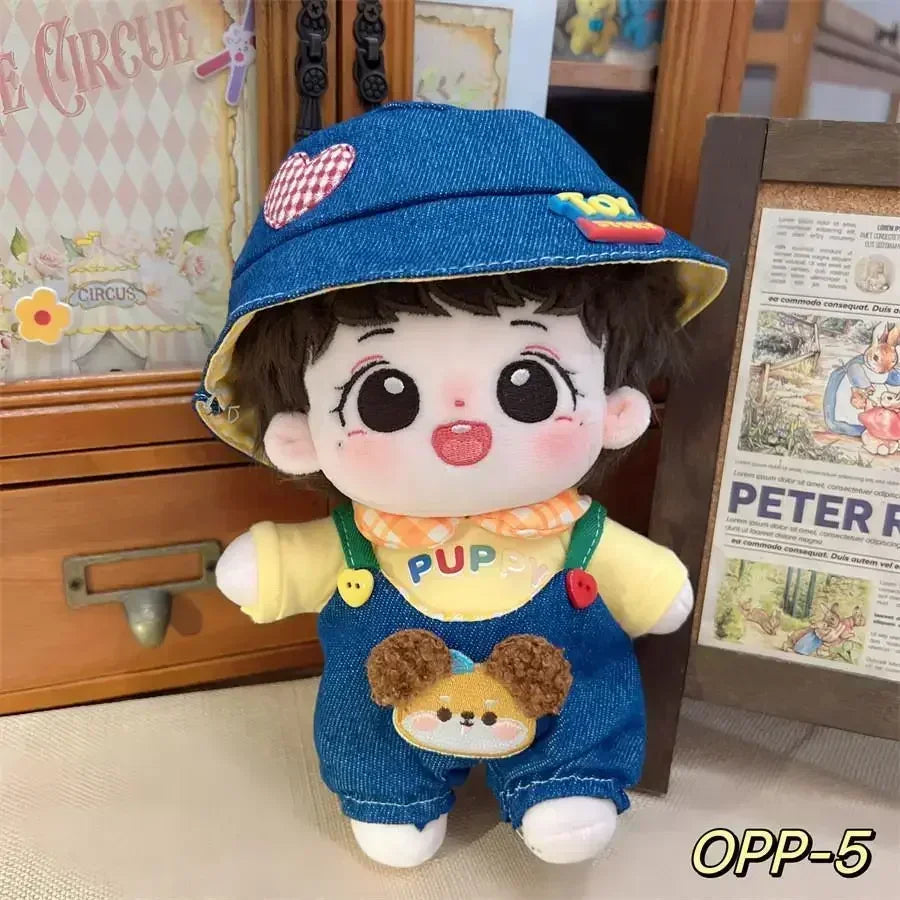 20cm cotton doll plush doll clothes for baby three V3 outfit for upset duck clothes casual overalls pants set cute skirt no doll