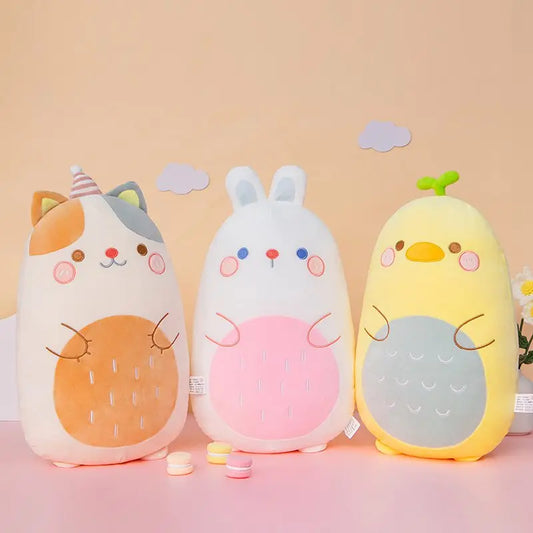 40cm/60cm Fat Kawaii Big Rabbit Cat Piggy Fox Duck Plush Pillow Toys Soft Stuffed Animal Doll Chair Cushion High Quality Gifts