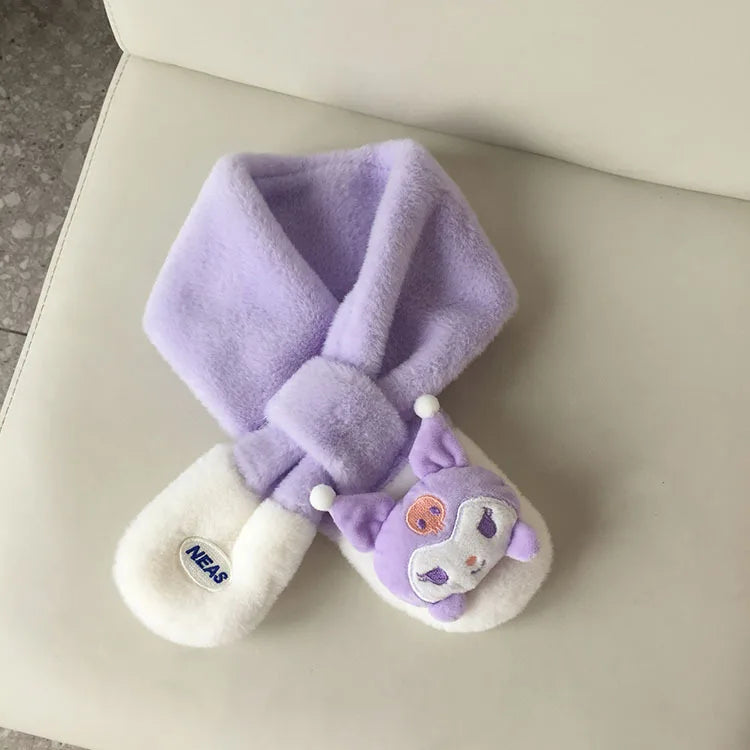 Sanrio My Melody Plush Kuromi Children'S Scarf Cinnamoroll Glove Accessories Soft Thickened Kids Scarves Kid Birthday Xmas Gifts