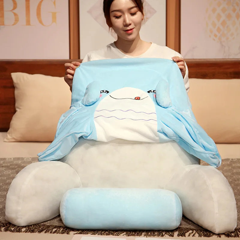 Funny 2 Sizes Kawaii Plush Animals Blue&Gray&Pink Shark Toys Cushion Stuffed Whale Bed Headrest Home Sofa Bed Chair Pillow