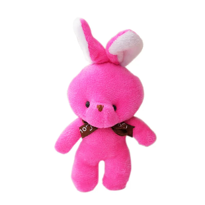 Cute Soft Stuffed rabbit Mini Teddy rabbit Dolls Plush Toys Key Chain Wedding Xmas Decoration Gifts Kids Keychain Pendant Doll