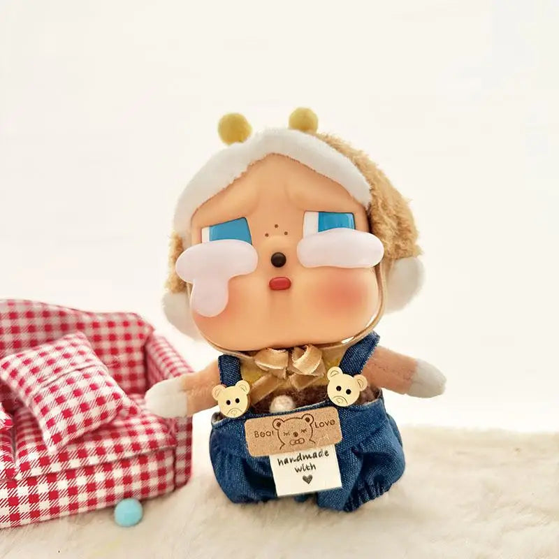 For 15 CM CRYBABY crying baby tears vinyl face plush doll clothes outfit overalls set