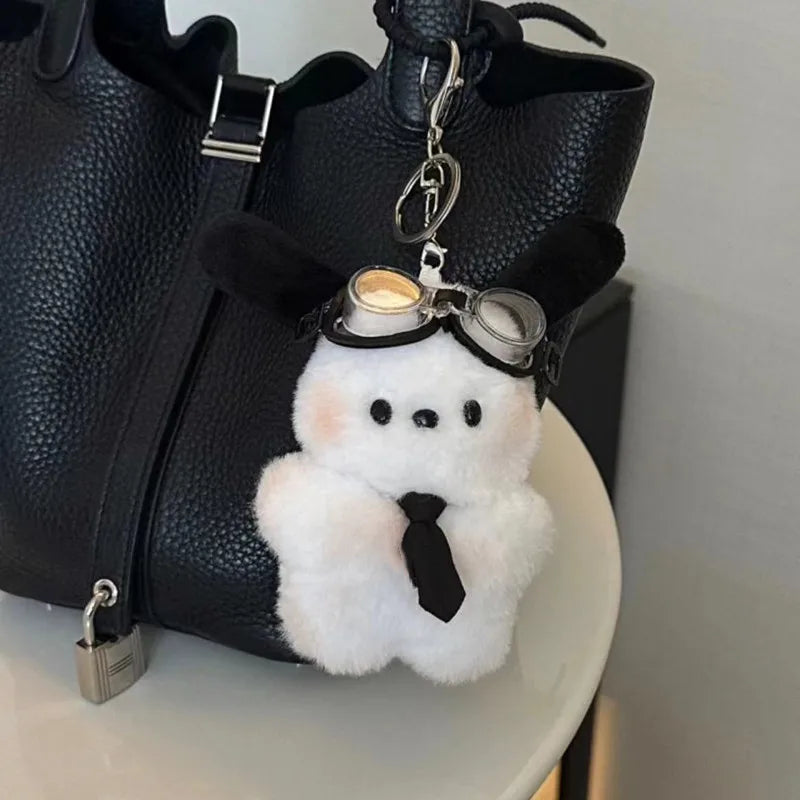 Cute Sanrio Keychain  Pochacco Car Keyring Doll Cartoon Bag Pendant Pochacco Bow Blush Accessories Toy Kid Christmas Gift