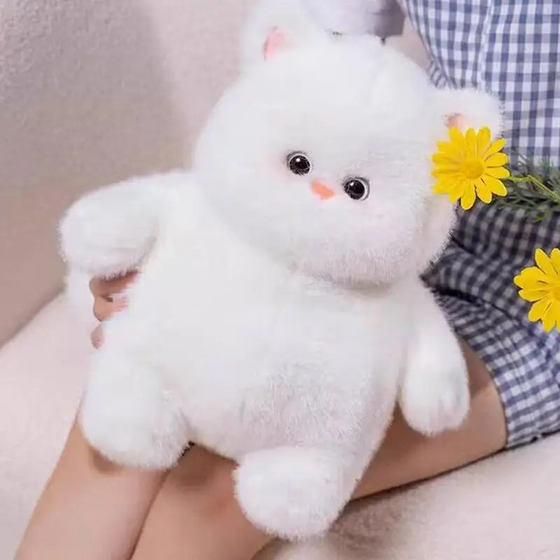 White Cat Stuffed Animal Lovely Realistic Soft Hugging Kitten Handmade Soft Plush Animals Rag Doll For Children's Sleeping