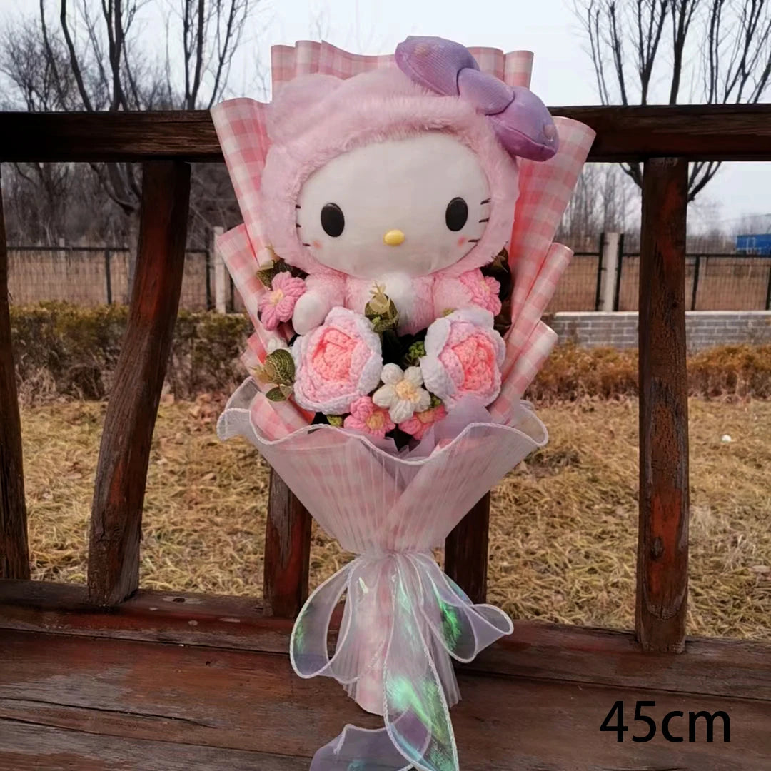 Hot Plush Bouquet Hello Kitty Kuromi My Melody Cinnamoroll Anime Plush Doll Toy Woman Valentine's Day Girls Christmas Gifts