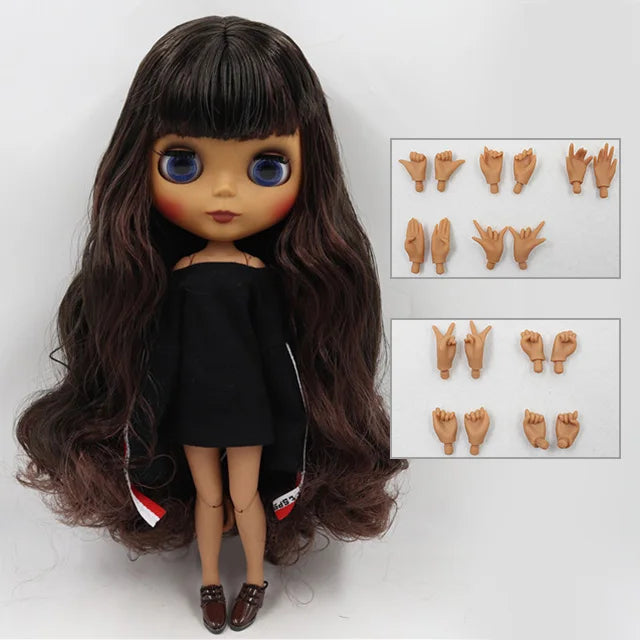 ICY DBS Blyth doll 1/6 bjd black mix brown hair joint body 30cm doll custom doll DIY anime girls