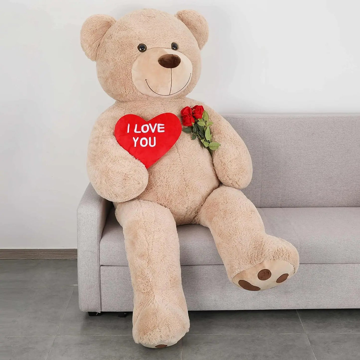 Tezituor Giant Teddy Bear 6ft Stuffed Animals - “I Love You”Red Heart Jumbo Human Size Teddy Bear for Lovers,  Valentine's Day