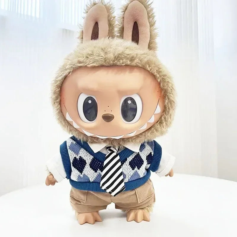 Doll outfit vinyl plush doll clothes for 38cm Korea Kpop Exo Labubu doll clothes striped shirt set