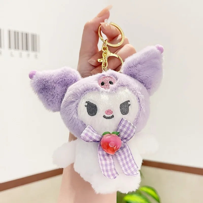 Sanrio Plush Doll Hello Kitty Car Keychain Cinnamoroll Children's School Bag Pendant Anime Peripheral Holiday Gift 2D Collection