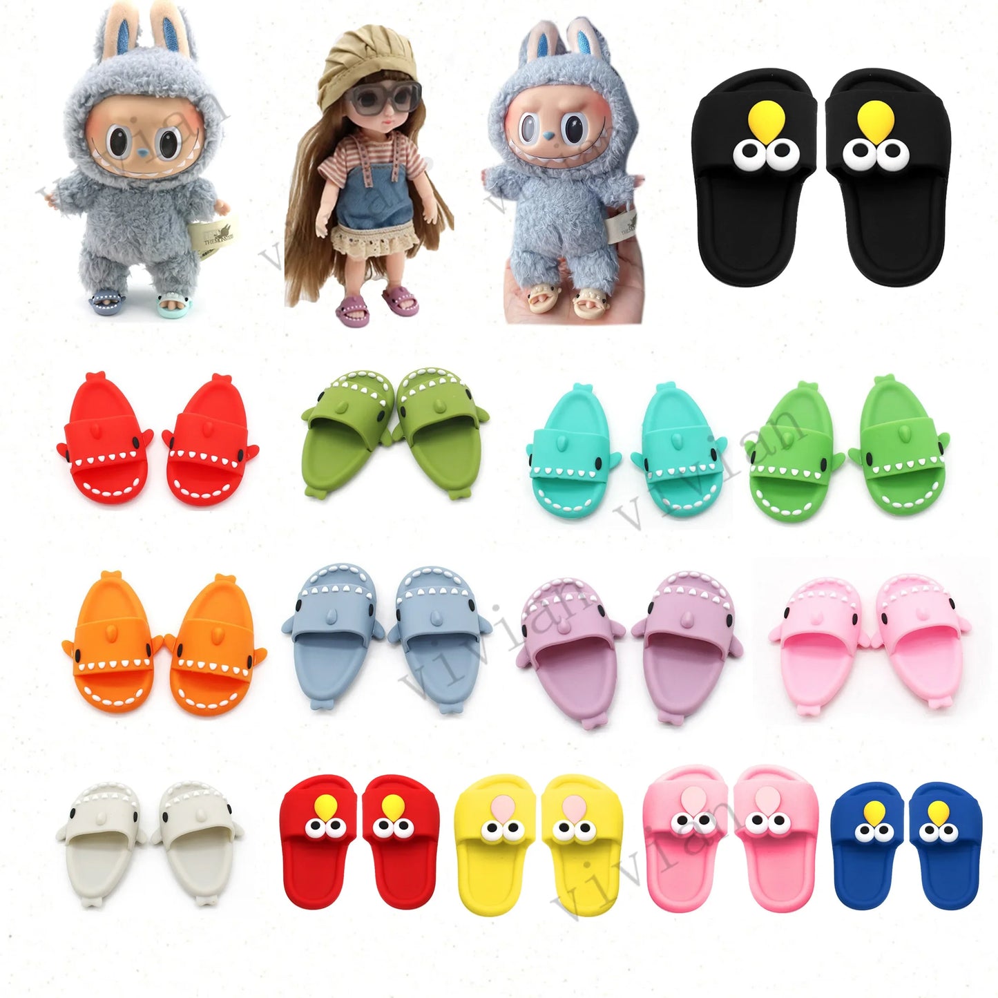 Sandal Shoes Suitable for 15-17cm labubu V1 V2 Dolls Slipper Shoes BJD Blythe OB11 Dolls Accessories DIY Doll Toys