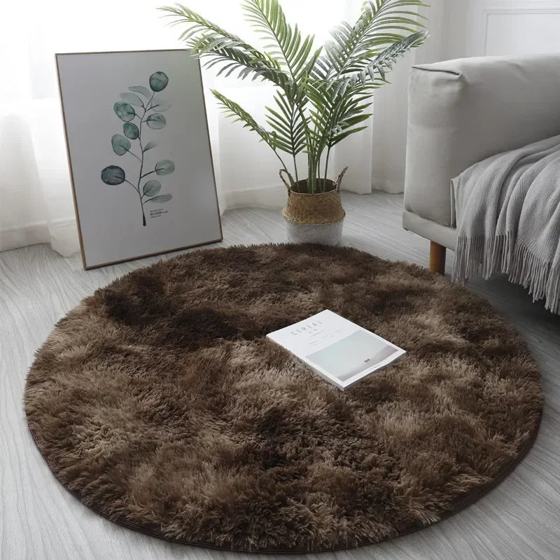 VIKAMA Cute Round Soft Shaggy Dirty Resistant Rug Modern Kids Bedroom Round Rug Plush Baby Room Shaggy Round Carpet