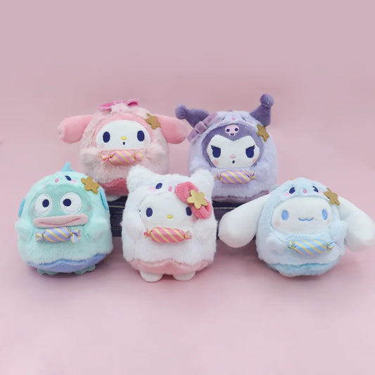 Sanrio Cute Plush Doll Candy Hello Kitty Car Keychain Cinnamoroll Children's School Bag Pendant Anime Peripheral Holiday Gift