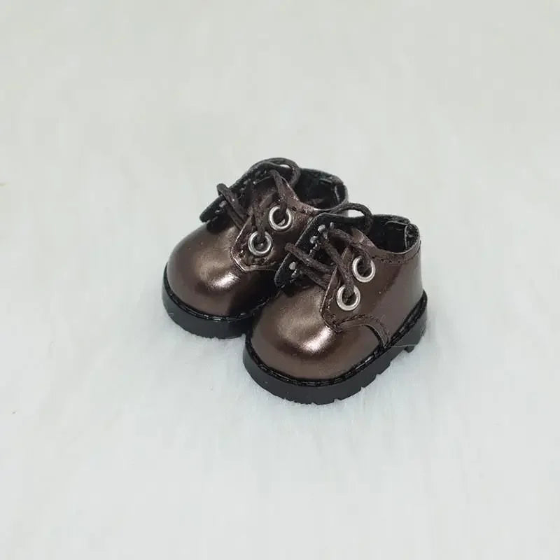 For Labubu Shoes (3.8*2.3cm) for 17cm Labubu Macaron and 10cm EXO /Cotton Doll Finger Shoes Doll Leather Shoes